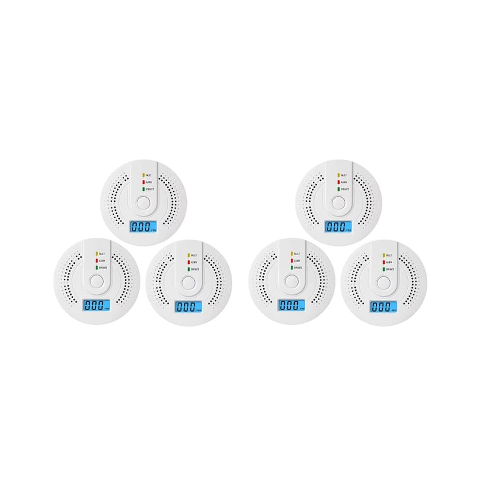Digital Carbon Monoxide Detector with LED Indicator Battery Powered Warning Alarm Sensor CO Monitor Alarm Detector 6pc