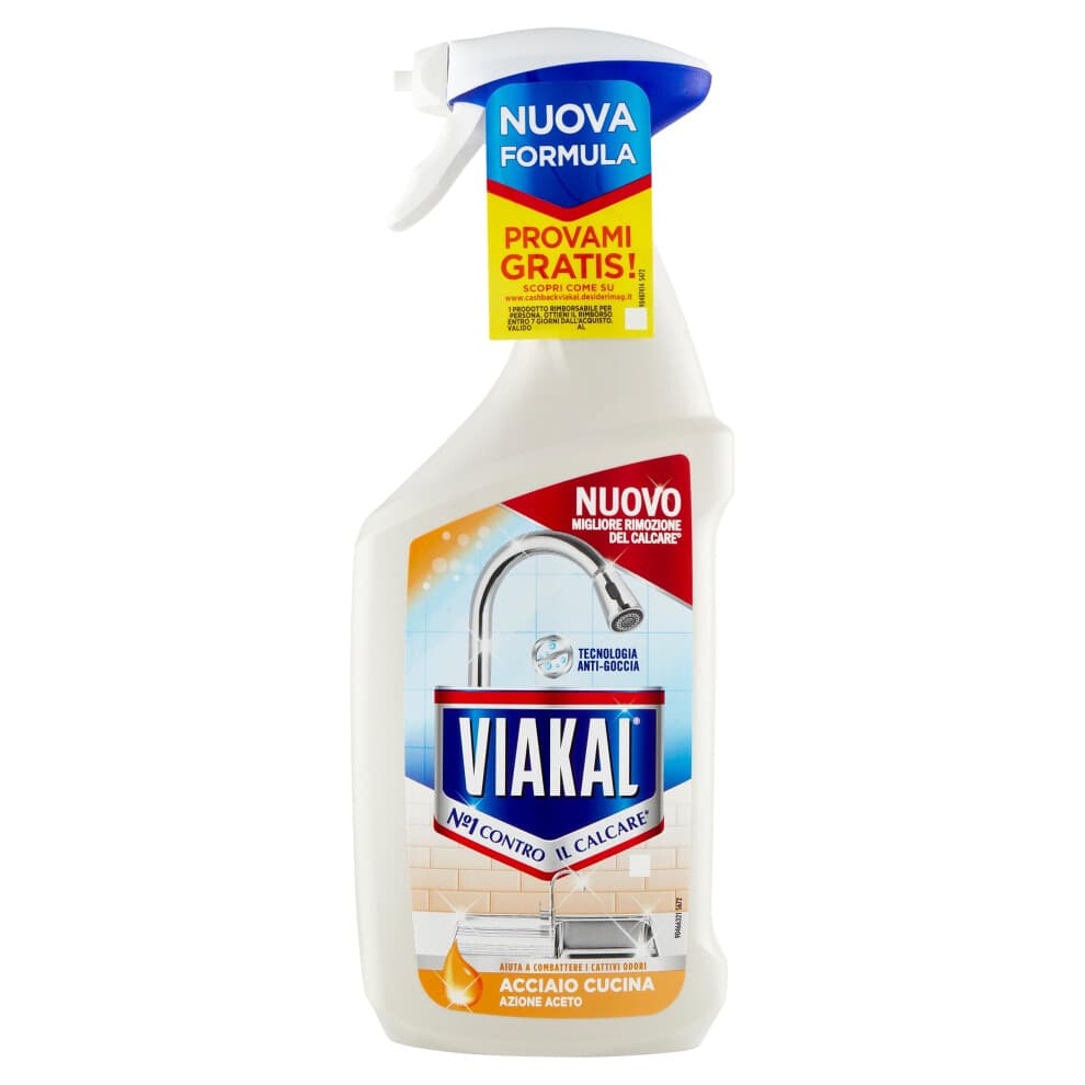 Viakal Steel Kitchen, The Power Of Vinegar To Remove Up To 100% Limestone With Anti-Drop Technology
