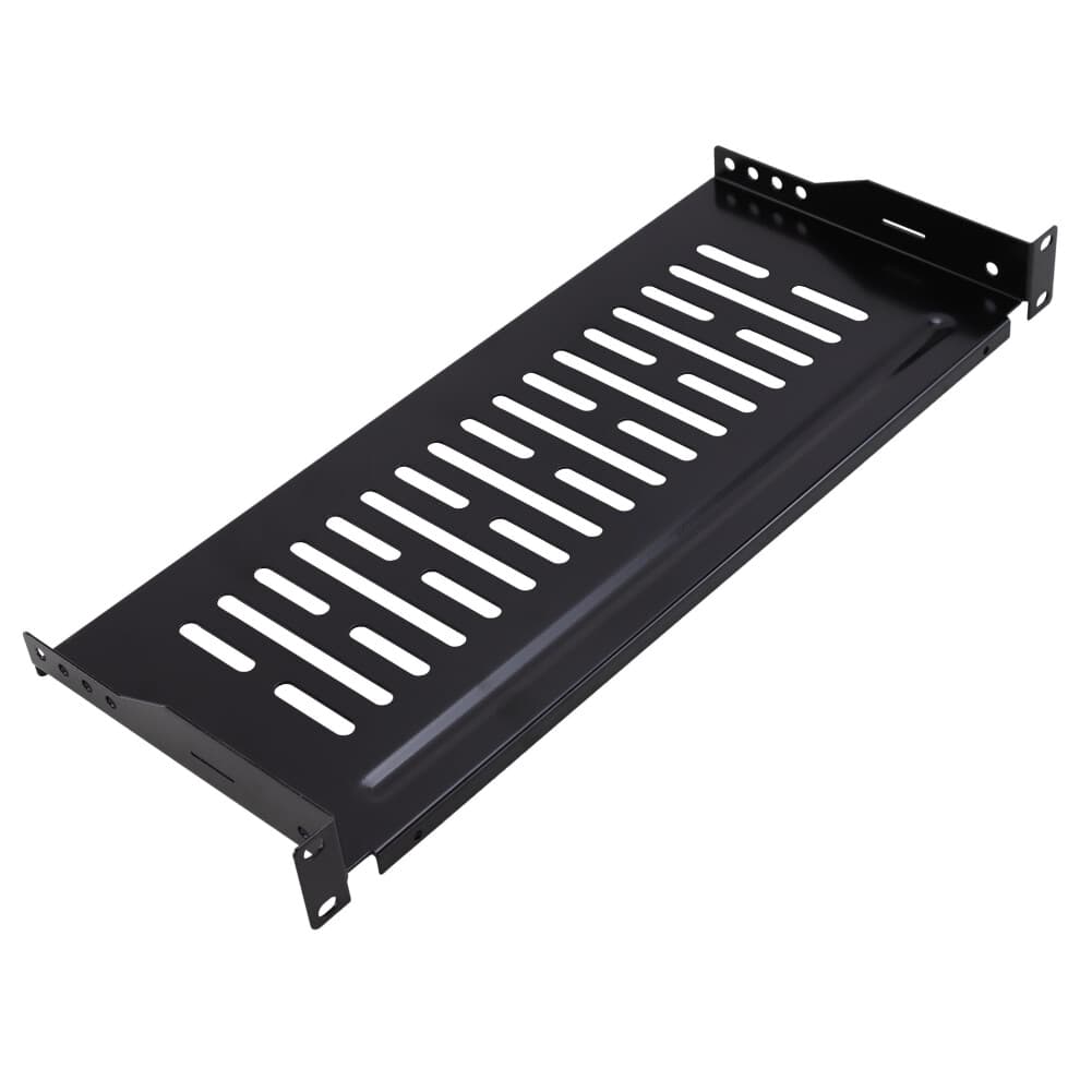 XeLAN Vented Fixed Cantilever Support Shelf Tray 190mm Depth 1U Up to 10KG Black