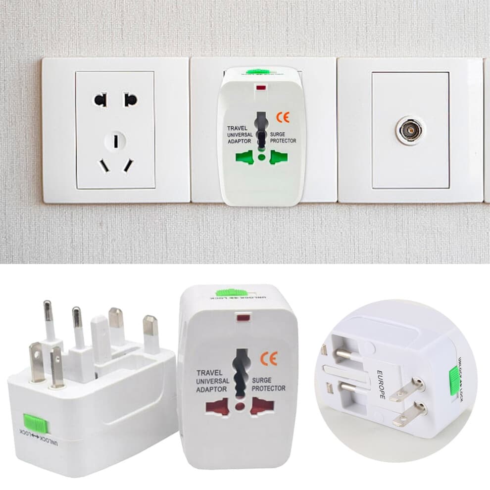 Universal Worldwide Adapter Socket UK EU Plug Adaptor Travel Wall AC Power Option