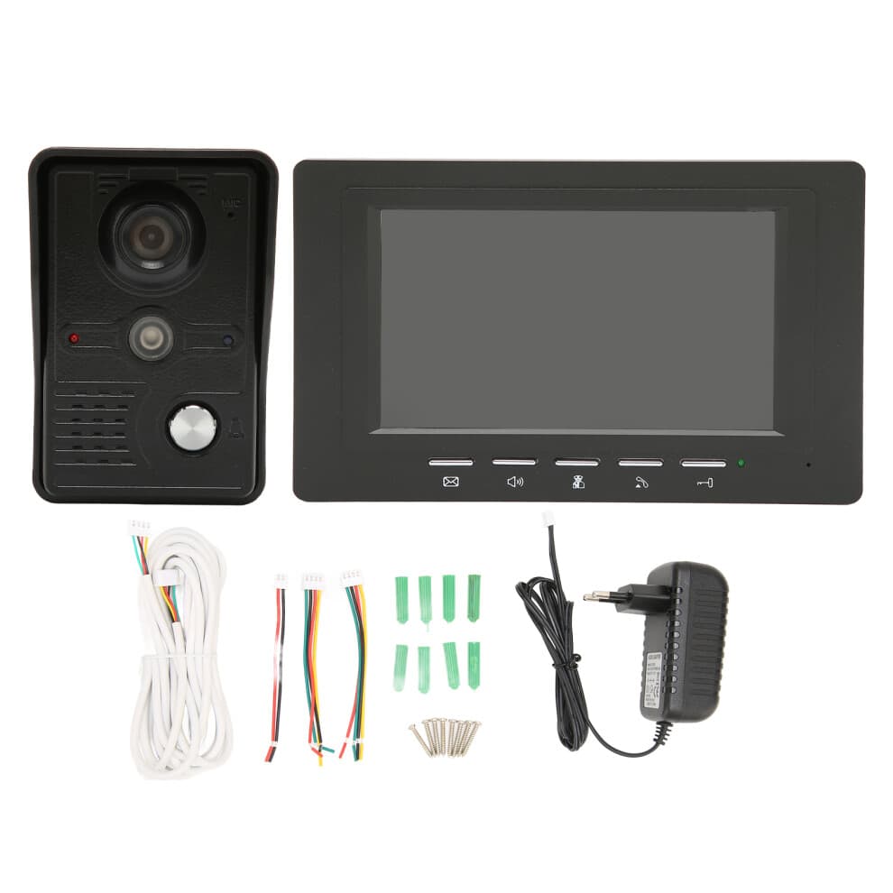 IR Night Vision Video Intercom System Wired Video Door Phone HD Camera Kits With Dual Way Communication Electric Lock Control LCD Touch Screen