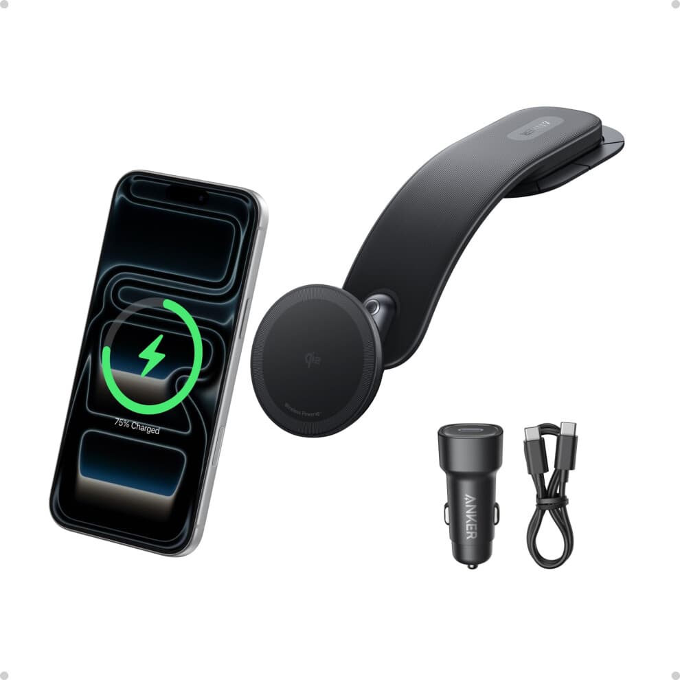 Anker Nano Wireless Car Charger (Pad), 15W Qi2-Certified Fast Charging Car Charger with Adjustable Mounting Arm, Ultra-strong Magnetic Hold, 360 Adju