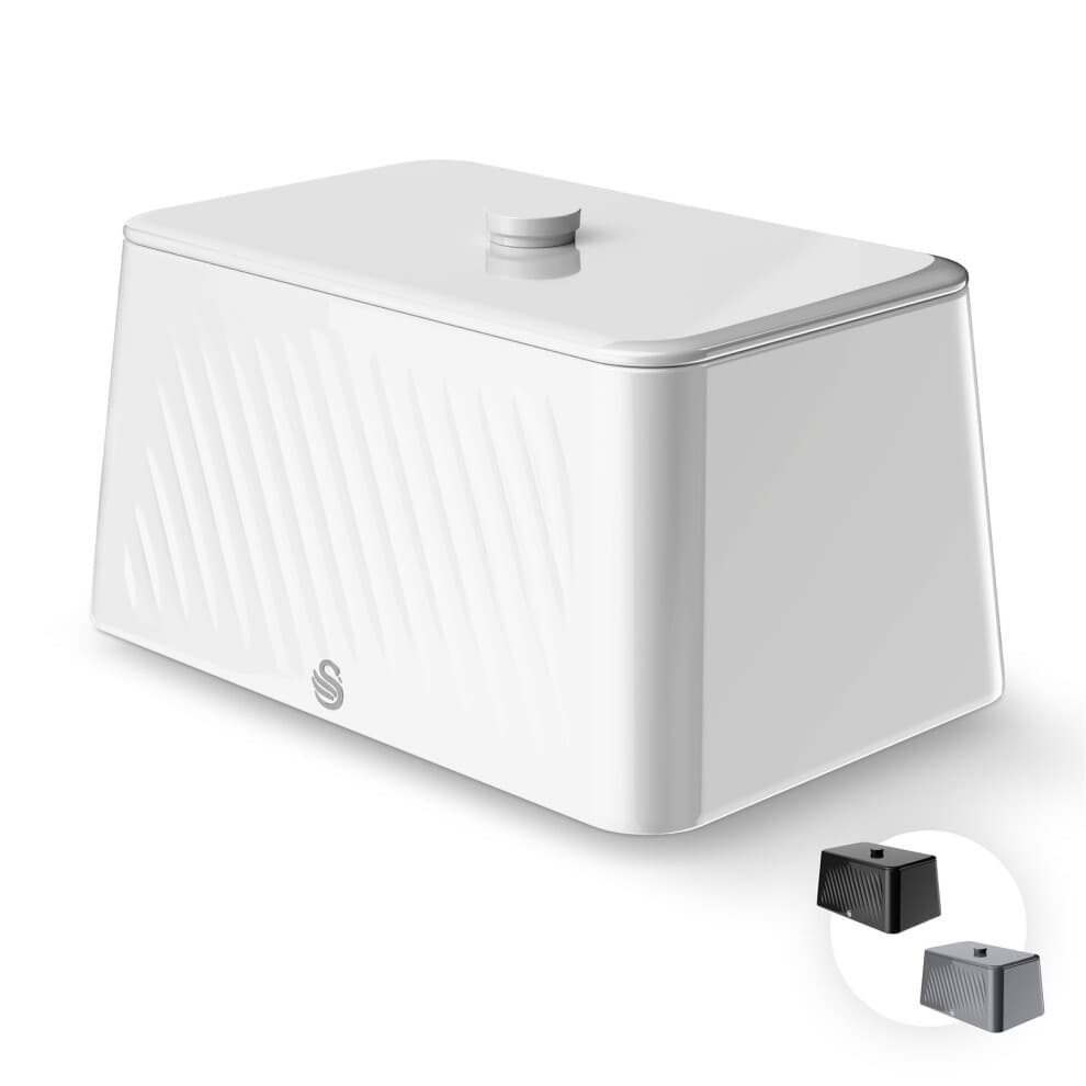 Swan Windsor 16L Bread Bin, White, SWKA18539WHT