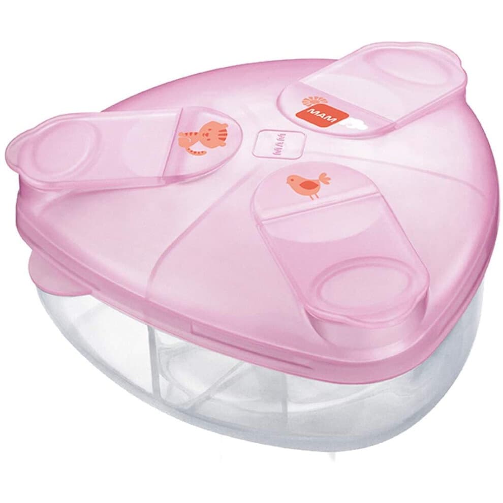 MAM Formula Dispenser | Stores 40g Per Serving and Holds 3 Servings | Spill-Free Snap Cover for Easy Opening | Baby Accessories | Pink (Various