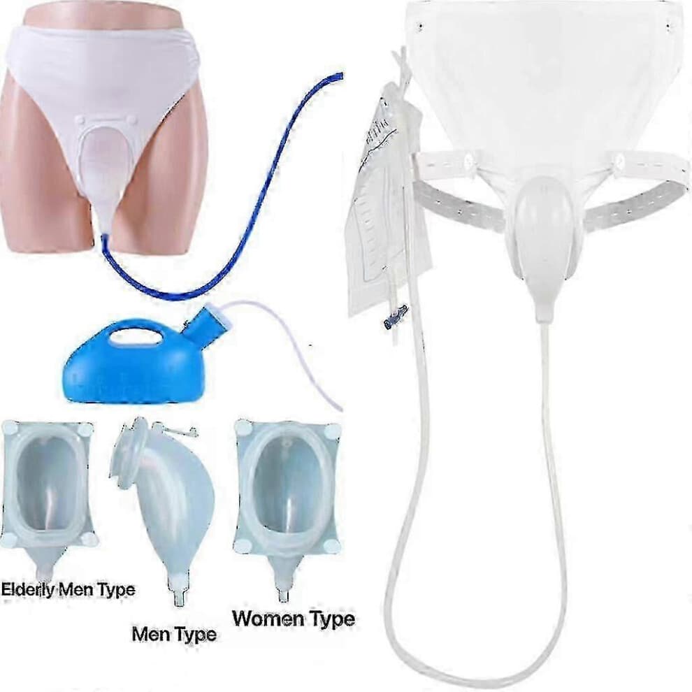 (Women Type) Urine collector compatible with elderly men - silicone 3-in-1 system with 2 bags