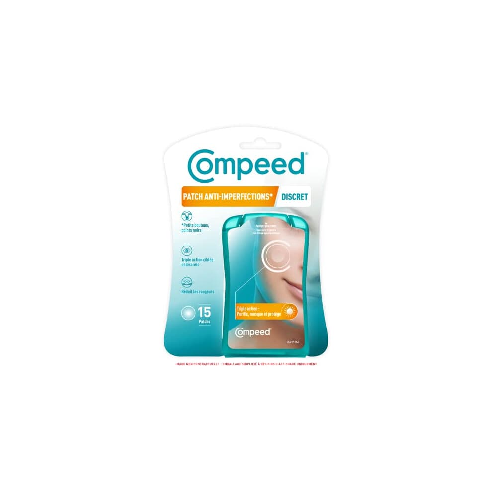 Compeed - Discreet anti-blemish patches - Ideal for discreet use during the day - for targeted imperfection - 15 Patches - 1.5x1.5cm blackheads and
