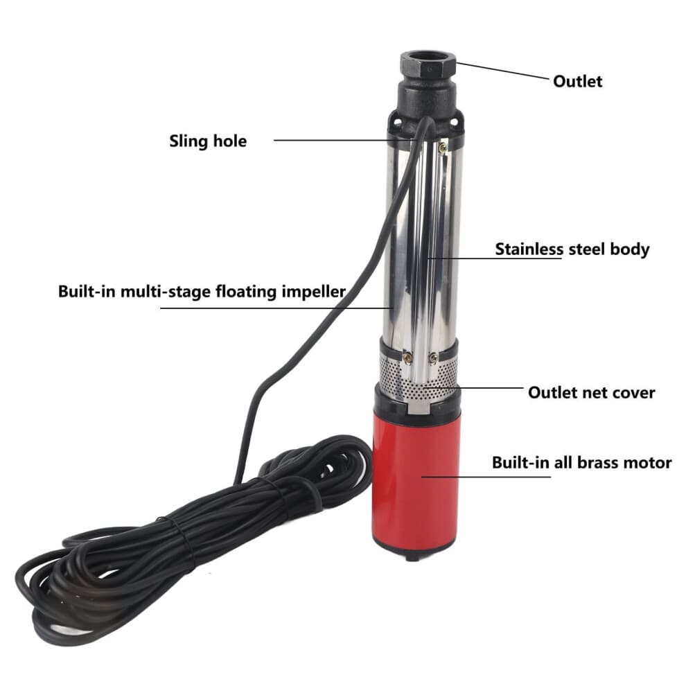 DC Deep Well Pump 48V Large Flow Brass Motor