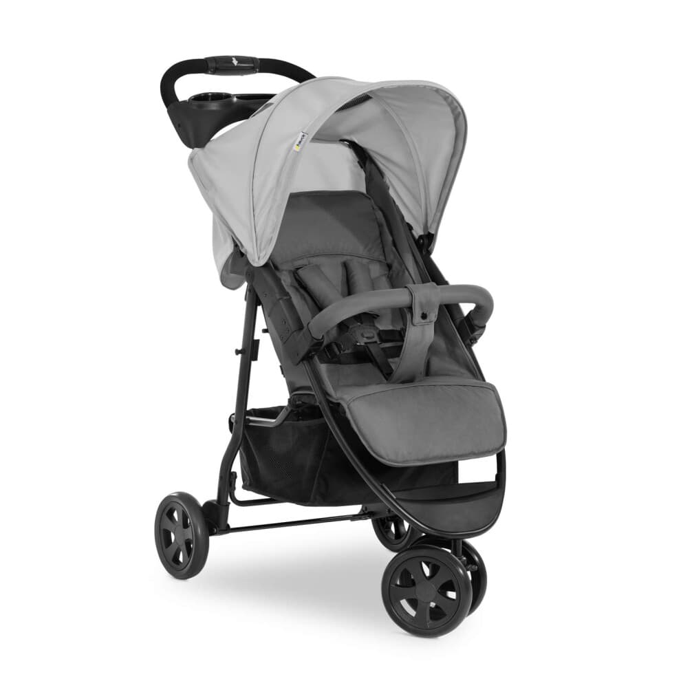 hauck Citi Neo 3, Grey - 3 Wheeled Pushchair with Raincover, Cup Holder & Tray, Lightweight (only 7.5 kg), Compact & One Hand Folding, XL Basket, fro