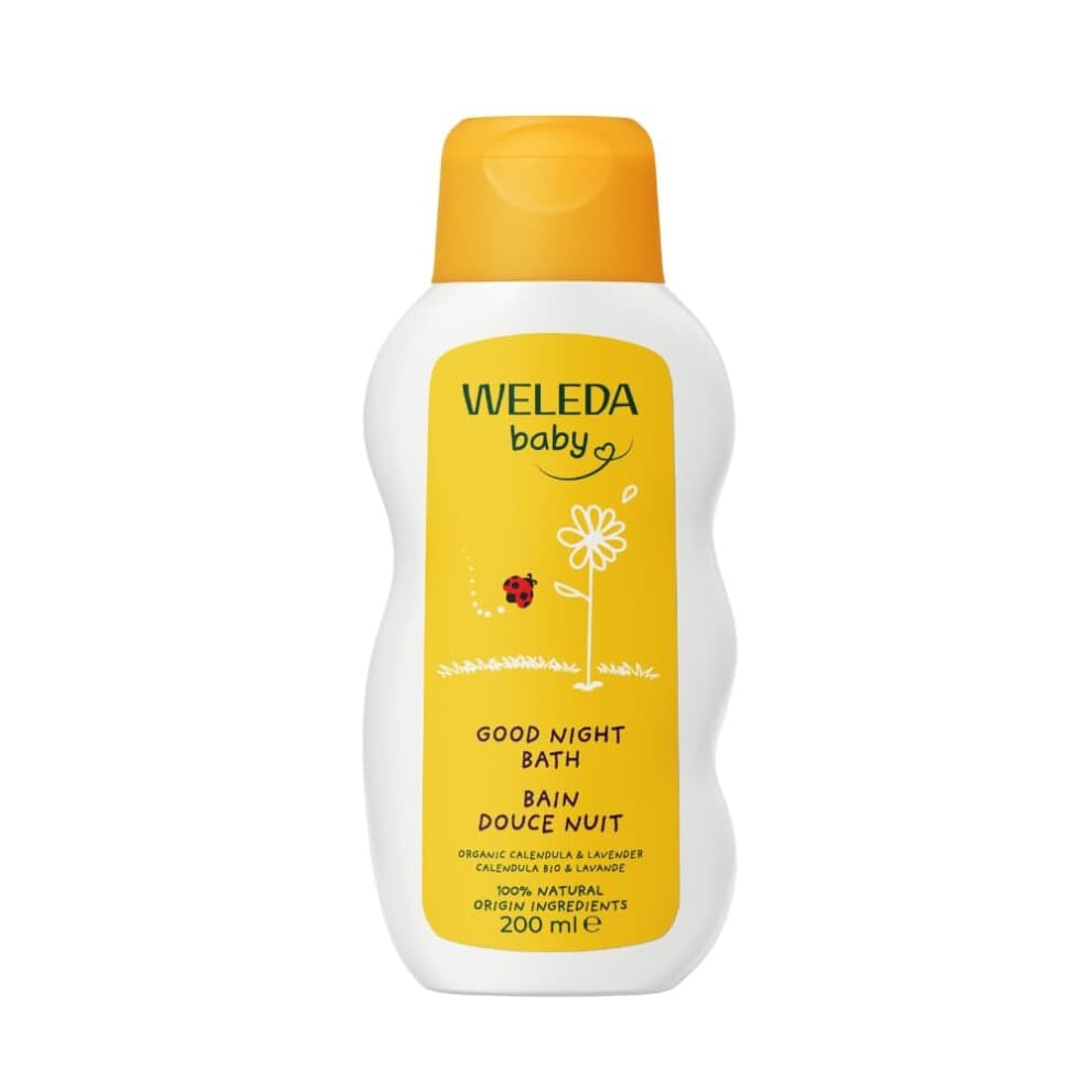 Weleda Baby Good Night Baby Bath, Bath Soak with Organic Calendula & Lavender, Dermatologically Tested, Certified Natural, 200ml