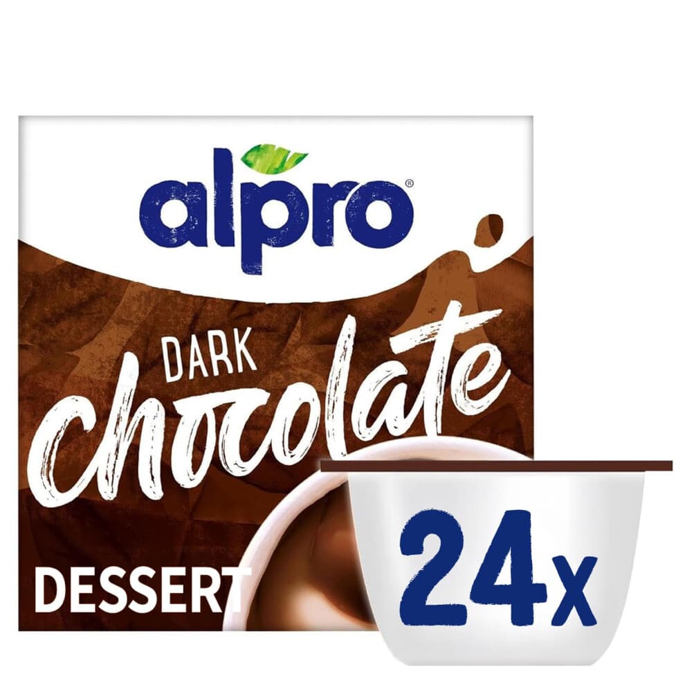 Alpro Dark Chocolate Soya Plant-Based Dessert Alternative - Vegan & Dairy Free - No Added Sugar Pudding & Dessert Multipack - 6 pa