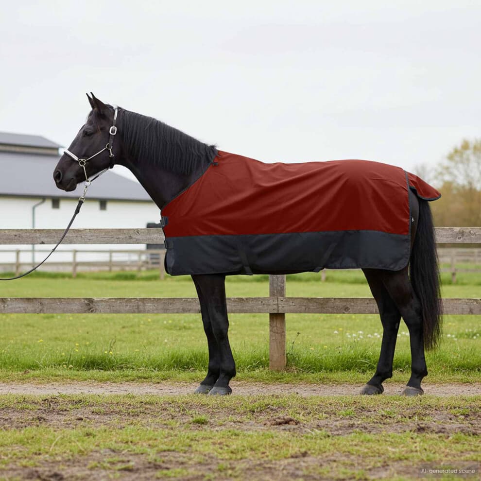vidaXL Horse Blanket Bordeaux and Black 105 cm Polyester