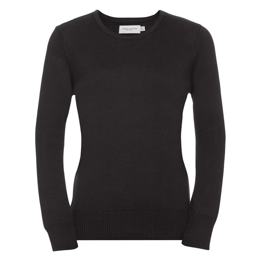(L, Charcoal Marl) Russell Collection Ladies/Womens V-Neck Knitted Pullover Sweatshirt