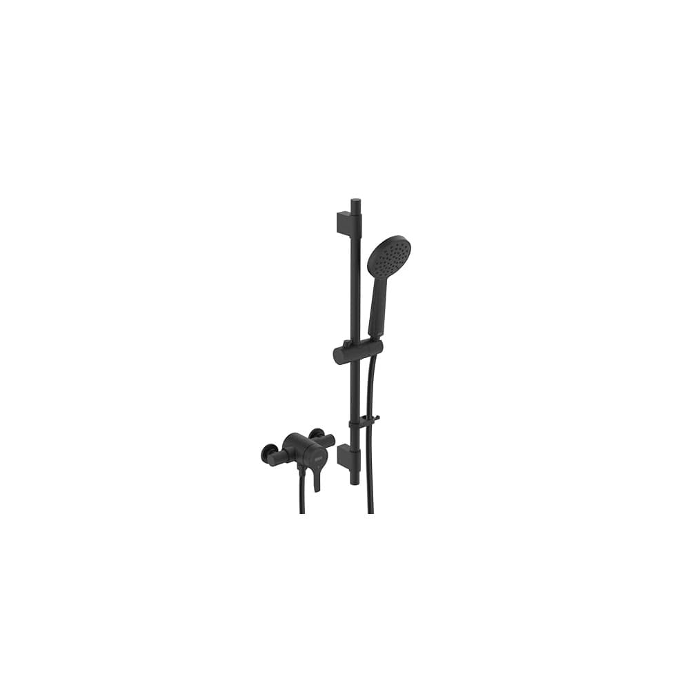Onza Thermostatic Exposed Shower Valve with Riser Kit Black
