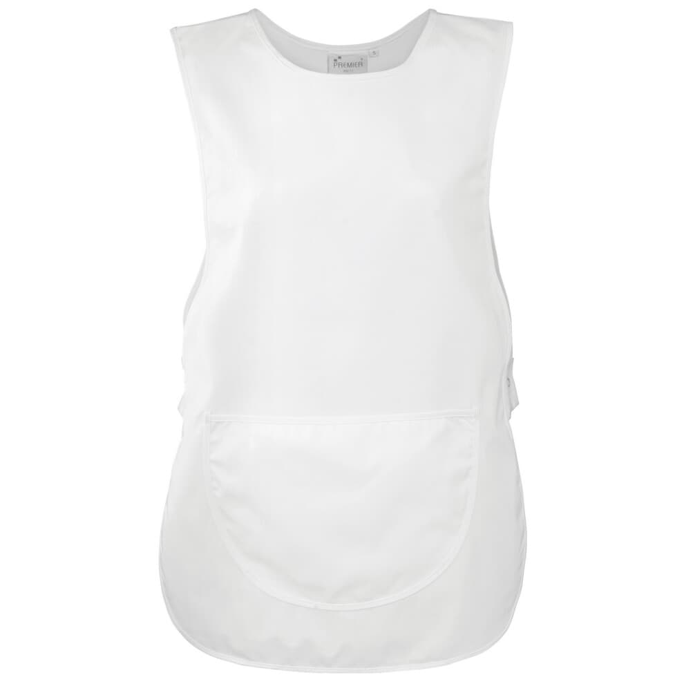 (L, White) Premier Ladies/Womens Pocket Tabard / Workwear (Pack of 2)
