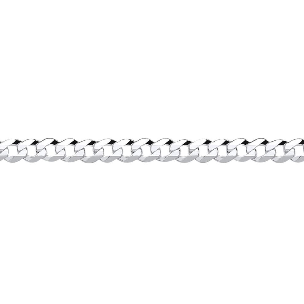 (20) Jewelco London Rhodium Plated Sterling Silver Bevelled Ultra Flat Curb Chain Necklace 4mm - GVCH33