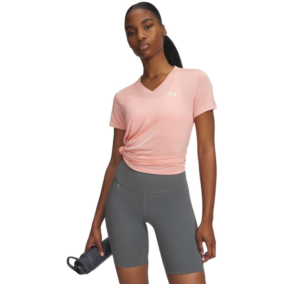 (14 UK, Light Pink) Under Armour Womens/Ladies Twist V Neck Loose Fit T-Shirt