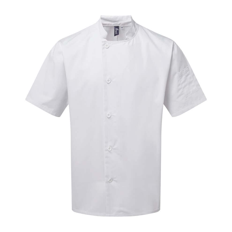 (3XL, White) Premier Unisex Adult Essential Short-Sleeved Chef Jacket