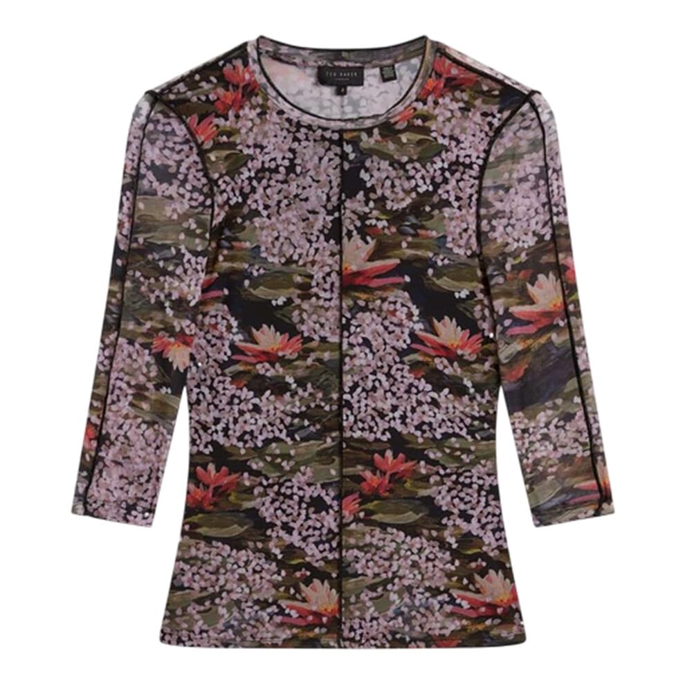 (10 UK, Black) Ted Baker Womens/Ladies Printed Mesh Slim T-Shirt