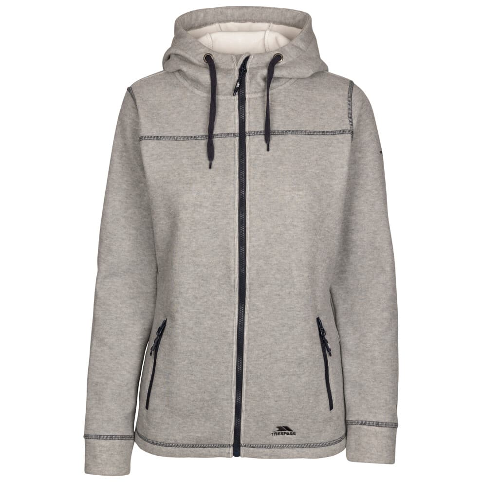 (12, Grey Marl) Trespass Womens Fleece Full Zip with Hood Runpal