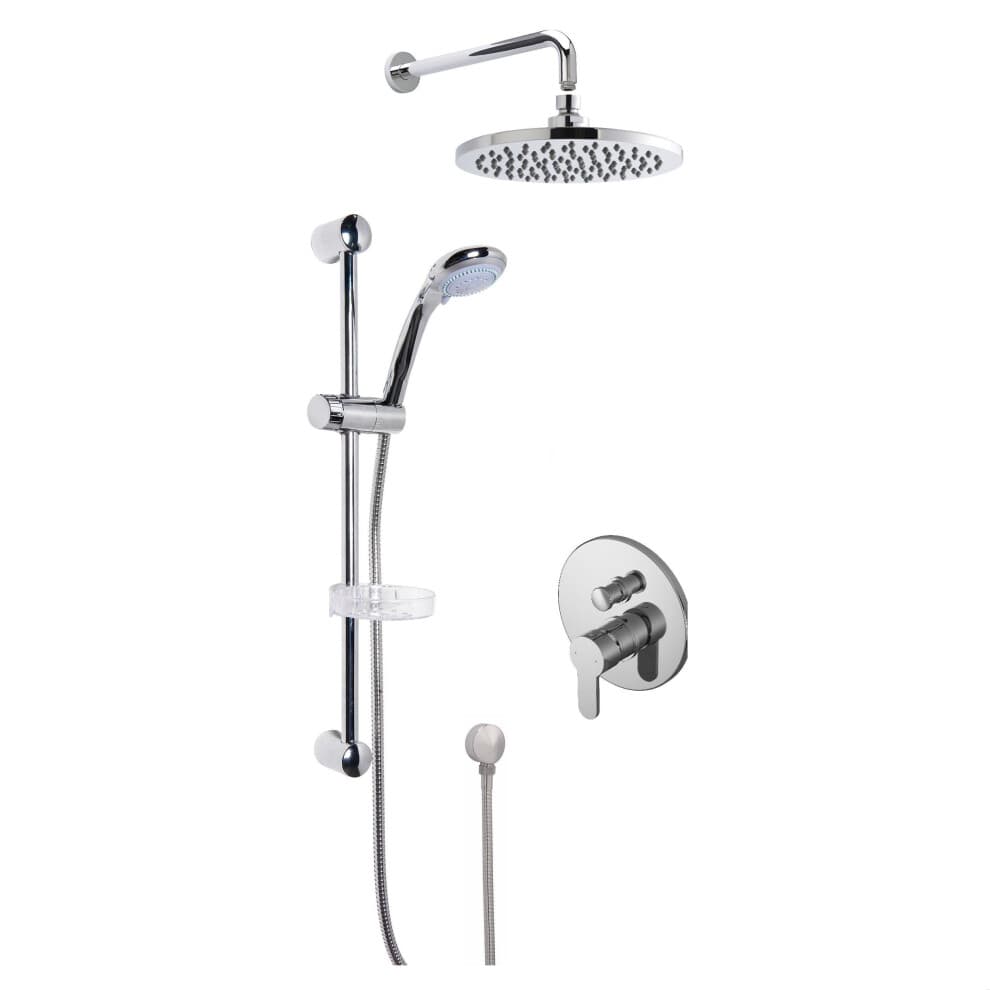 Pride Concealed Round Manual Valve with Multi Function Slide Rail Kit, Arm & Head Shower Bundle - Chrome - Balterley