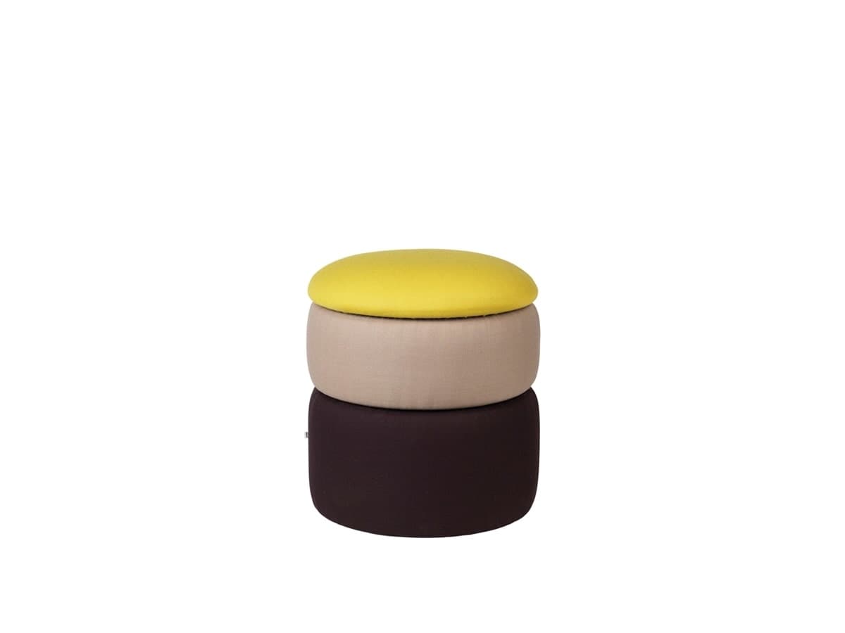 Broste Copenhagen Pond pouf yellow/beige/dark grape Ø38cm - 31001145