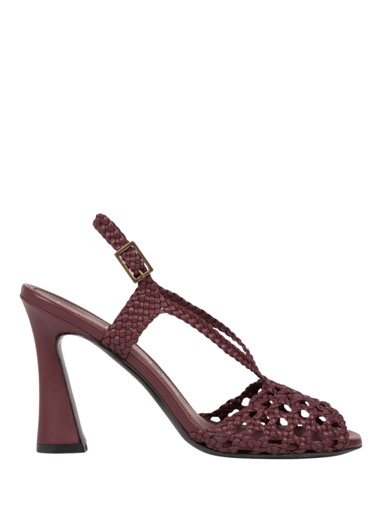 Etro, Woven High-heeled Sandals, Woman, Burgundy, Size 41