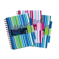 Pukka Pad Stripes Polypropylene Project Book A5 Blue/Pink (3 Pack)