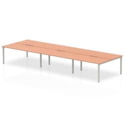 Evolve B2B Silver Frame Bench Desk 1600 Beech (6 Pod) - BE288