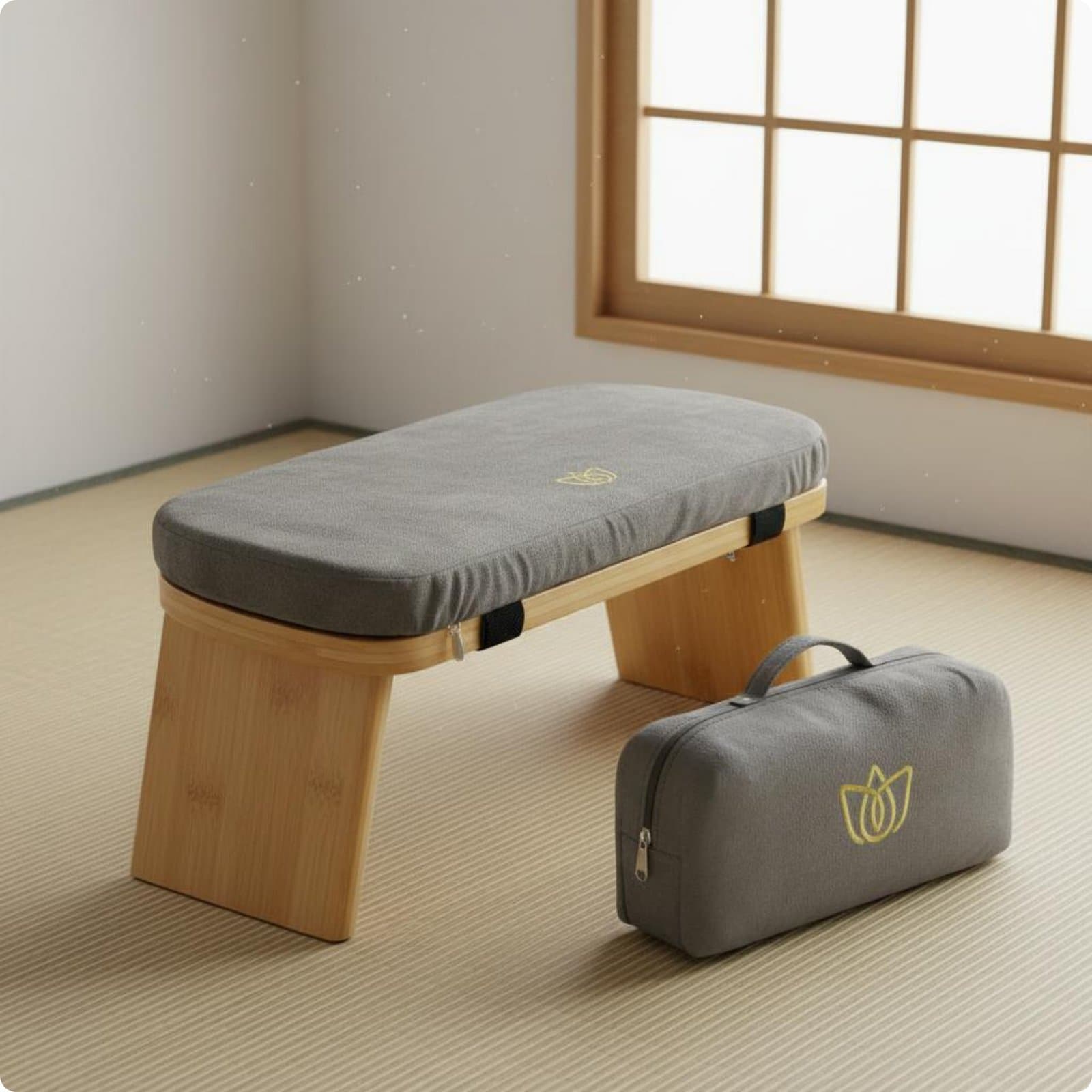 Wooden Kneeling Bench Soft Padded Cushion Bamboo Stretching Stool Ergonomic