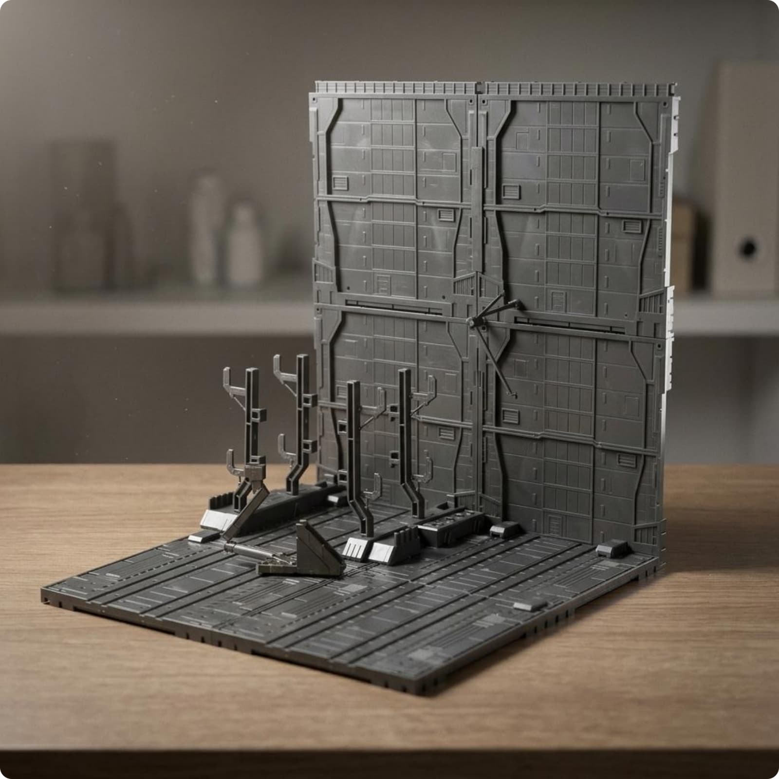 Hangar Scene Board Molded Panels Corner Scene Board Gray Plastic