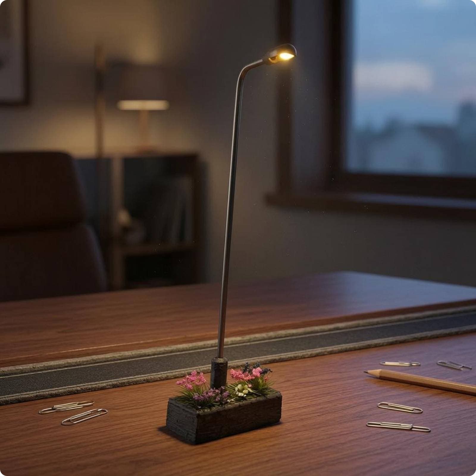 1/64 Road Light Battery Powered Mini Street Light Model Plant Detailing