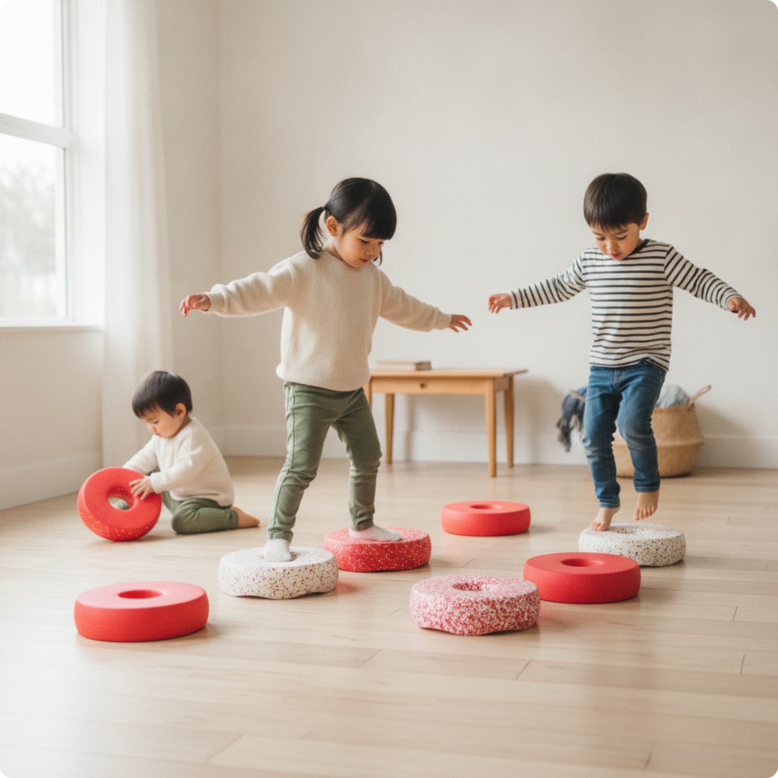5 Pieces Stepping Stones with Textured Surface Speckled Toy Indoor for Playroom