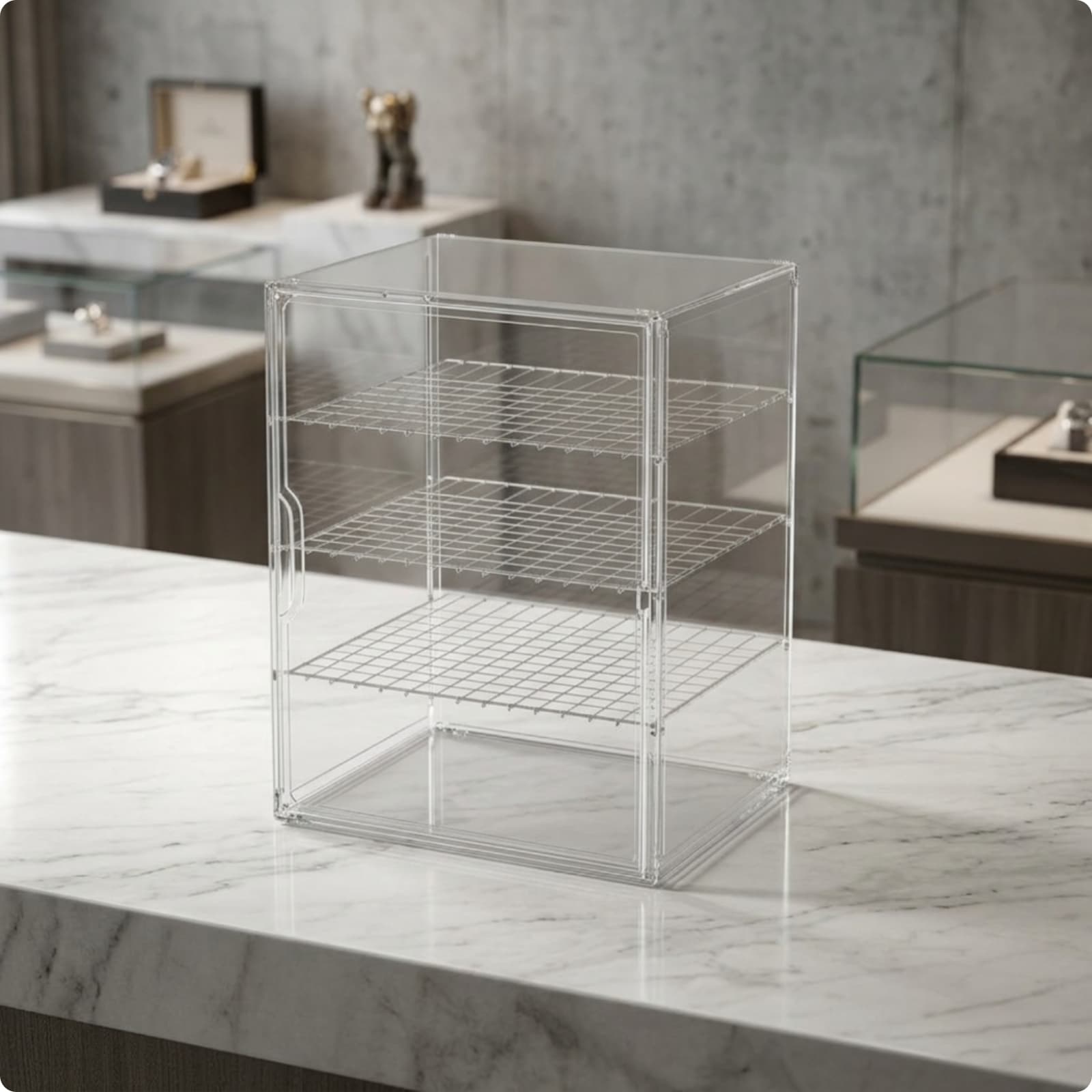 Helmet Display Case Rigid Furniture Safeguarding for Shelves