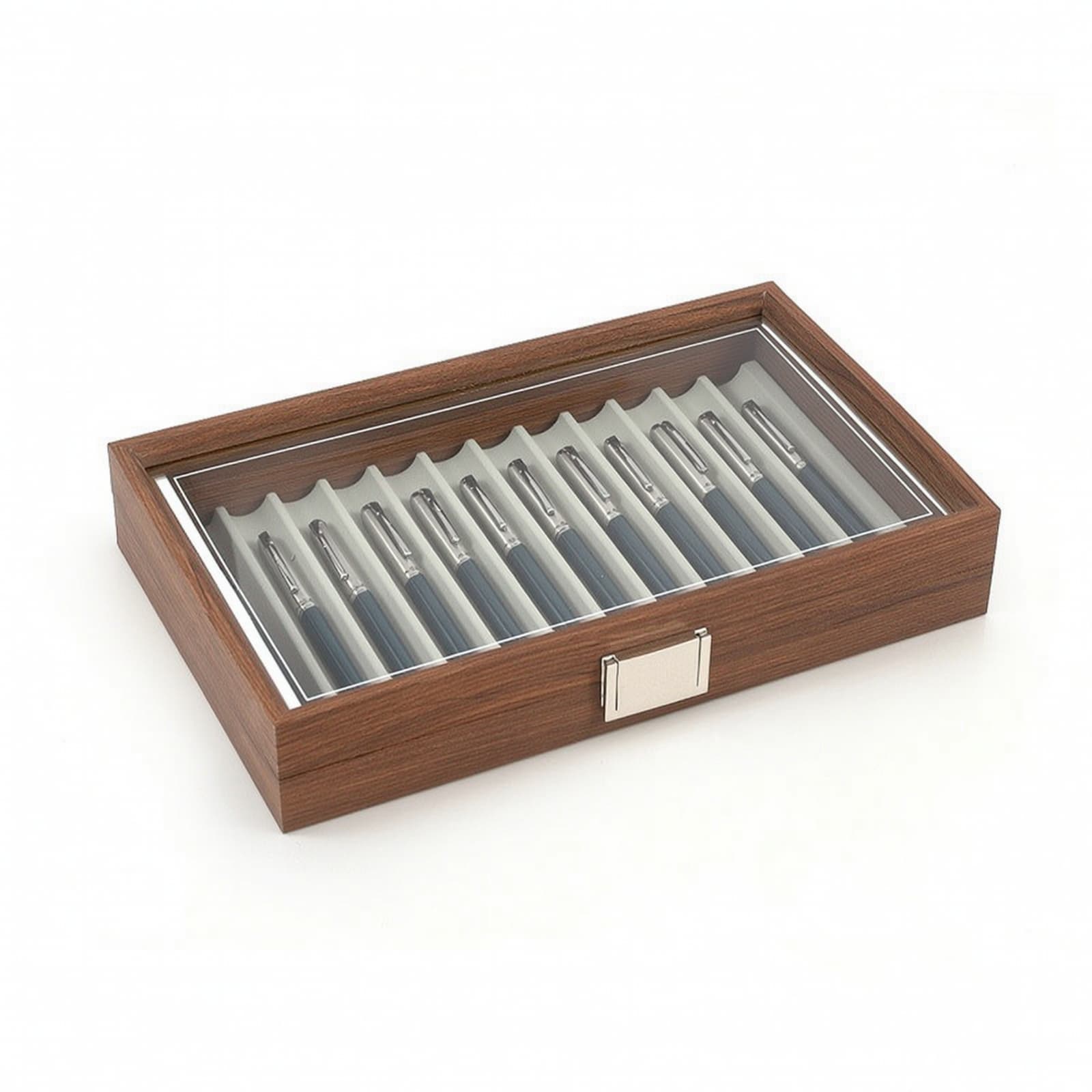 Pen Display Box with Glass Lid Elegant Pen Display Box Transparent for Desk