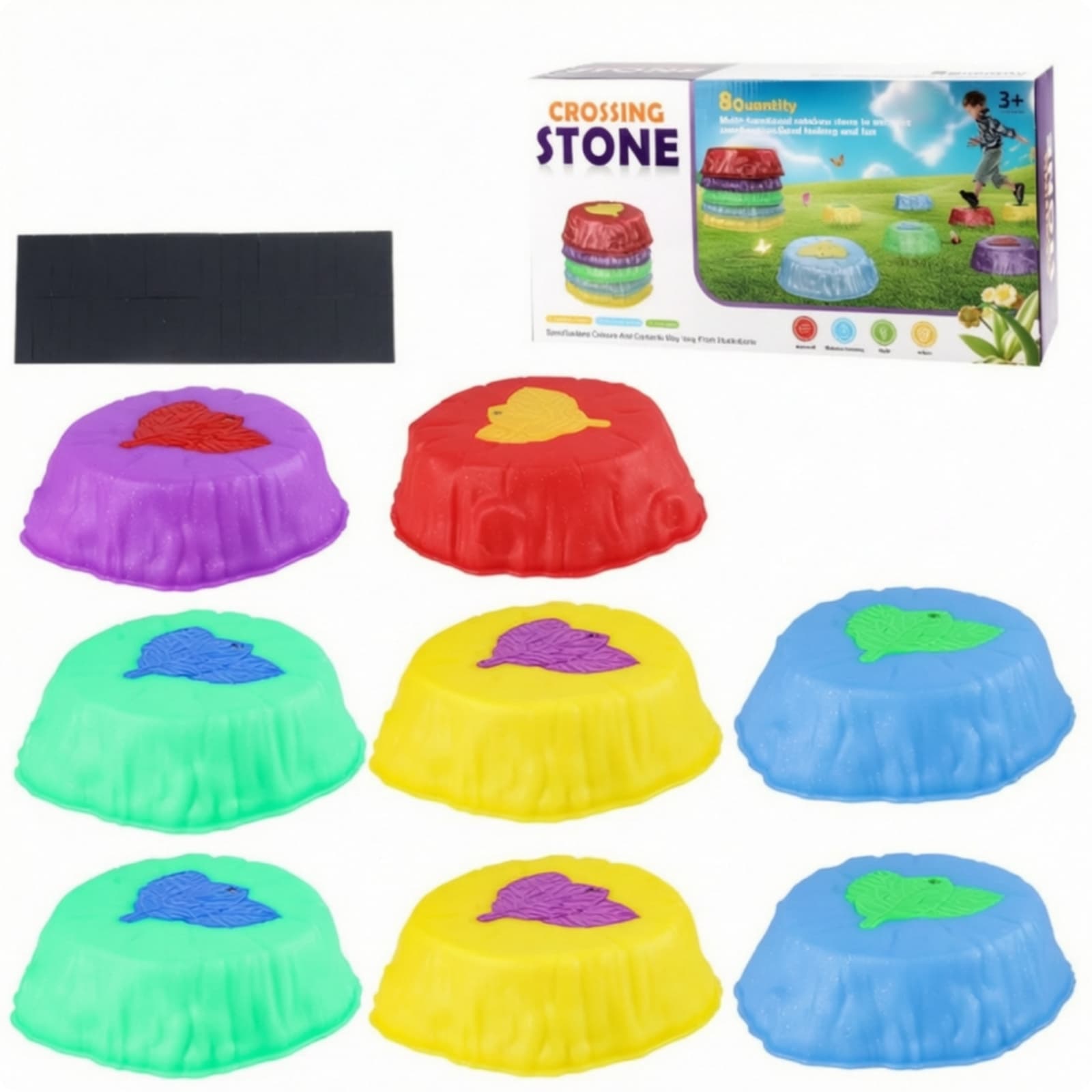 8 Pieces Stepping Stones with Anti-Slip Pad Colorful for Indoor Obstacle Course