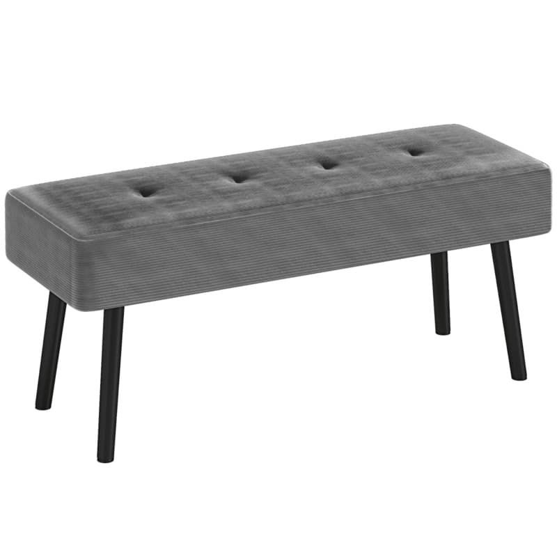 Homcom Corduroy Bed End Bench - 13cm Thick Padded Seat, Grey
