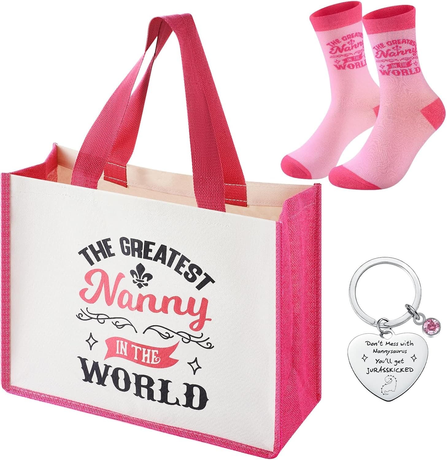 Xuniea 3 Pcs Nanny Gifts on Valentine's Day Mother's Day Include Shopping Tote