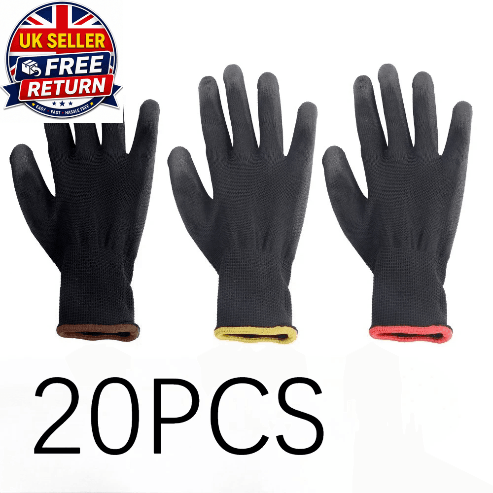 10/20PCS Coating Nylon PU Work Gloves Woodworking Non-Slip Durable Coating Nylon