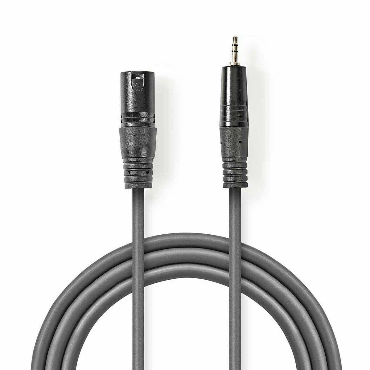 Nedis 3.5mm Stereo Mini Jack Plug to Male XLR Audio Mic Cable Mixer Lead DJ 3m