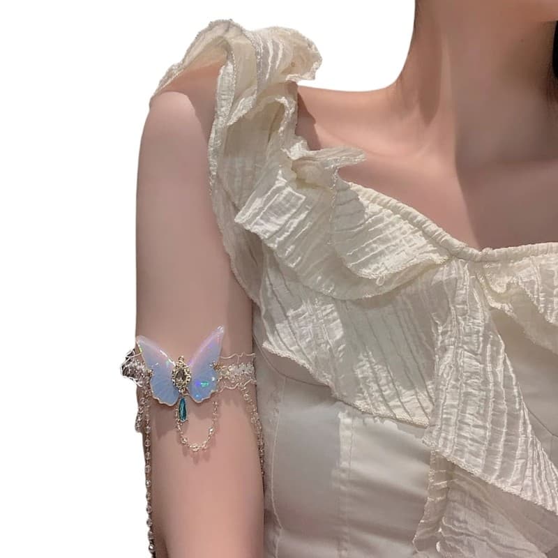Stylish Layering Anklet Leg Chain Featuring Movable Beads And Floral Lace Trim
