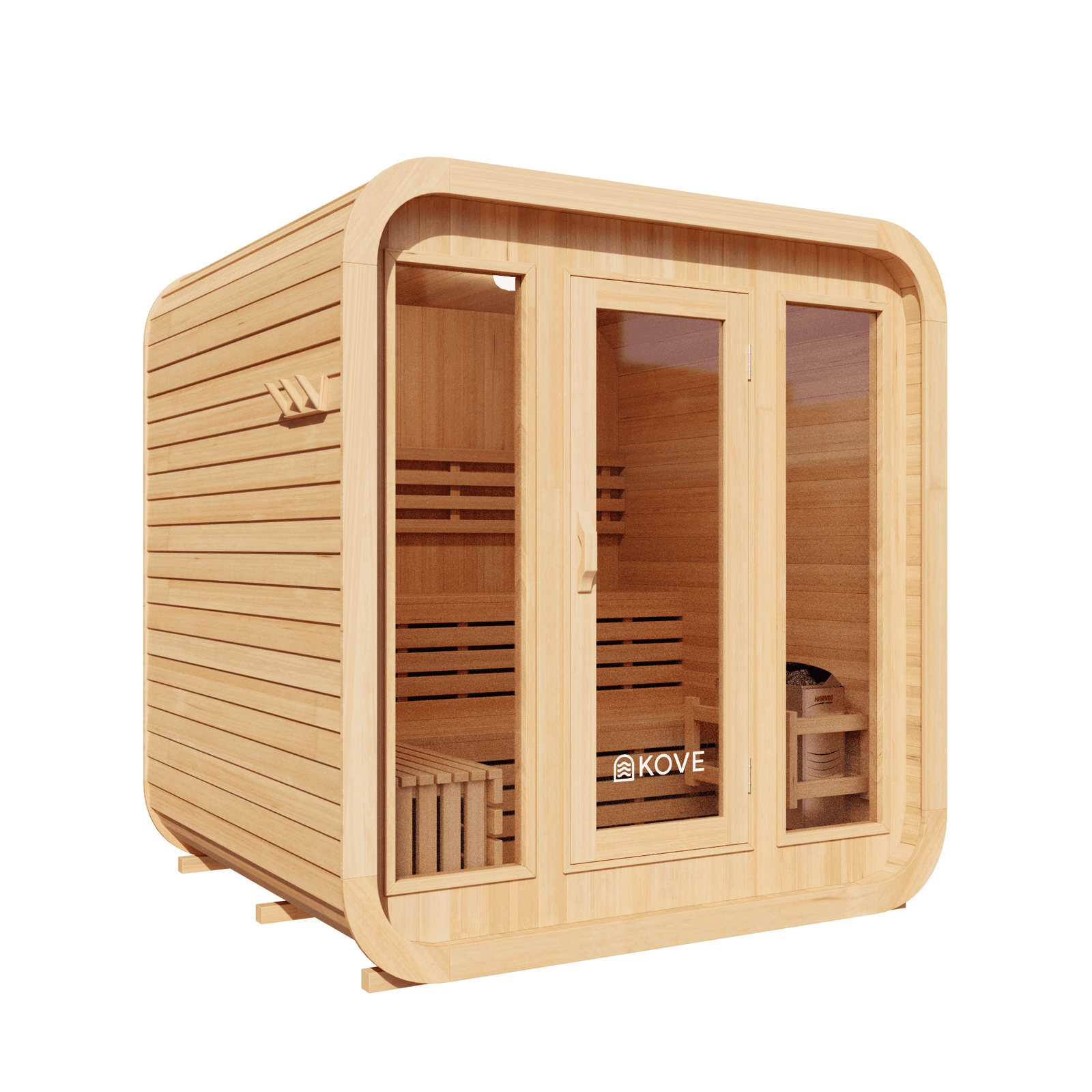 KOVE Cube Sauna 3–4 Person Outdoor Sauna – Premium Spruce Wood| 6kW Harvia Heate