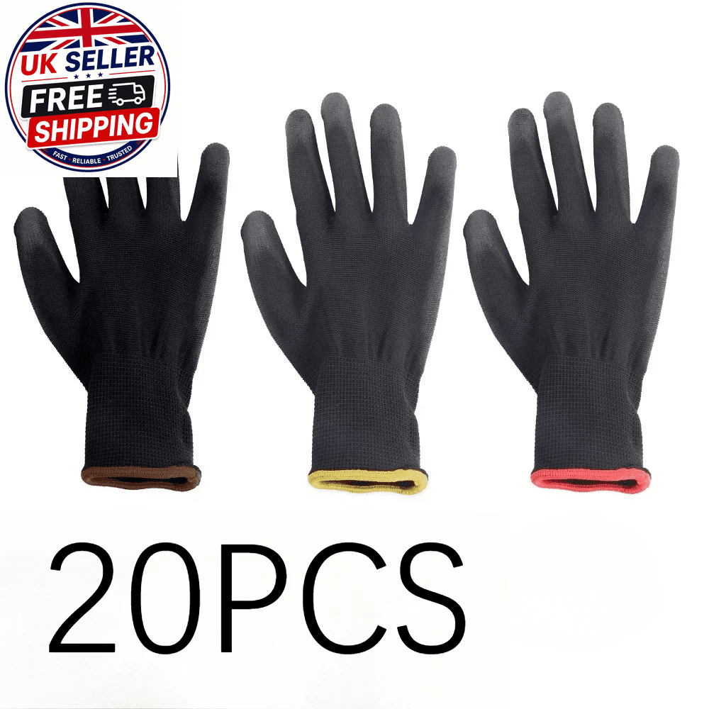 10/20PCS Coating Nylon PU Work Gloves Woodworking Non-Slip Durable Coating Nylon