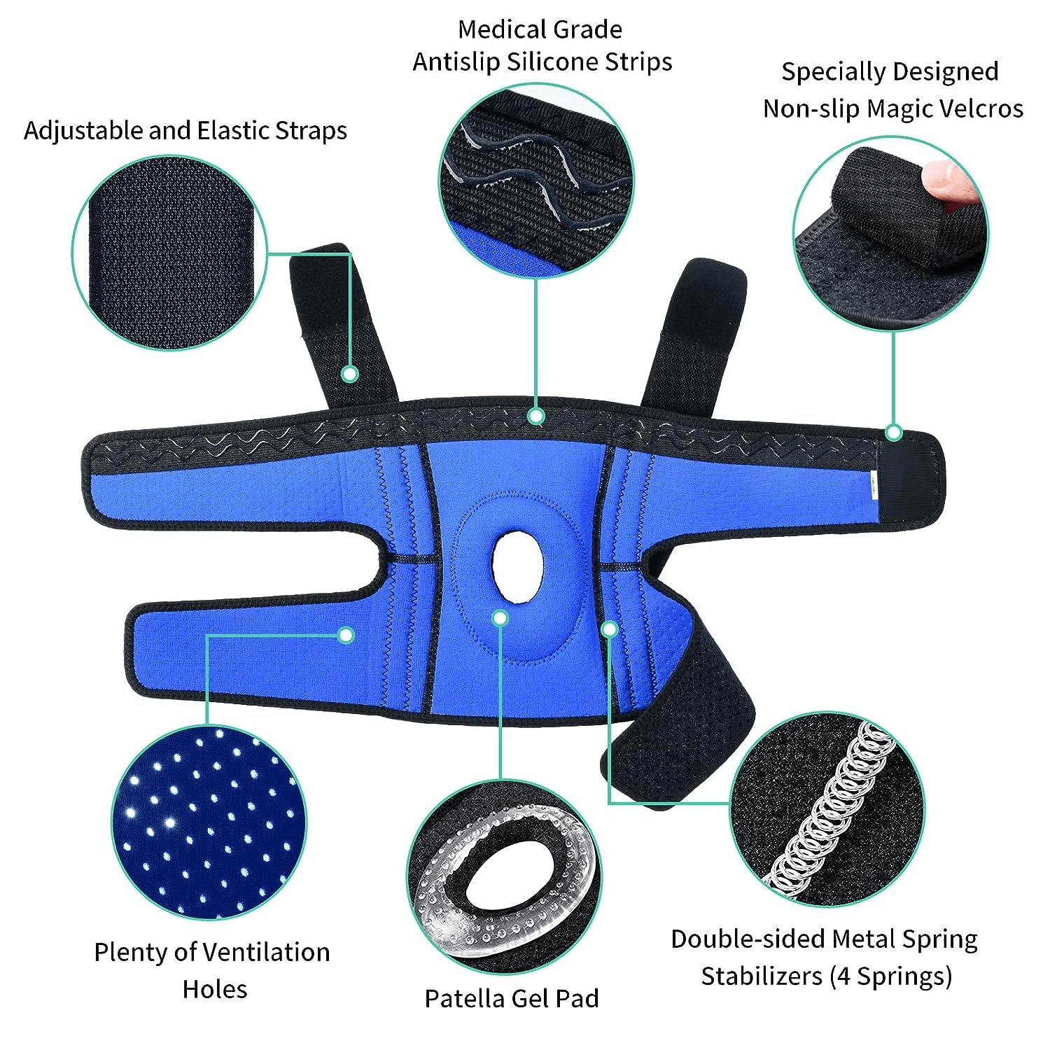Knee Support for Men and Women| Adjustable Non-Slip Knee Brace with Side Stabili view 2