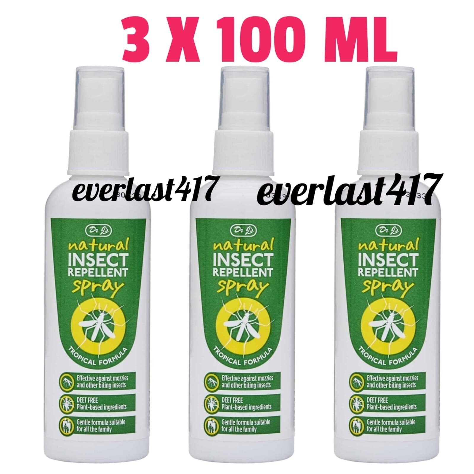 Dr J’s Natural Insect Repellent Spray Tropical Formula Effective Against Mosquit