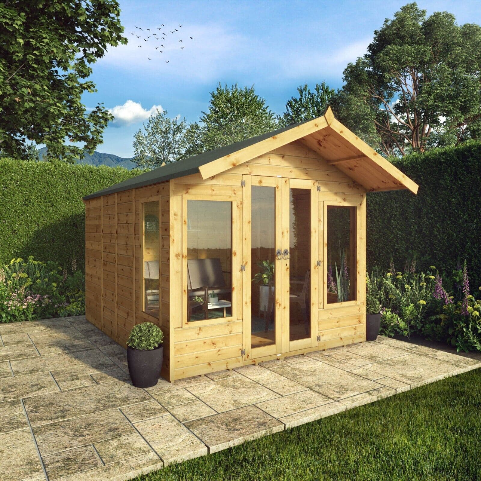 10 x 8 Wooden Summerhouse Shiplap Tongue and Groove Pent Roof 10ft x 8ft Waltons