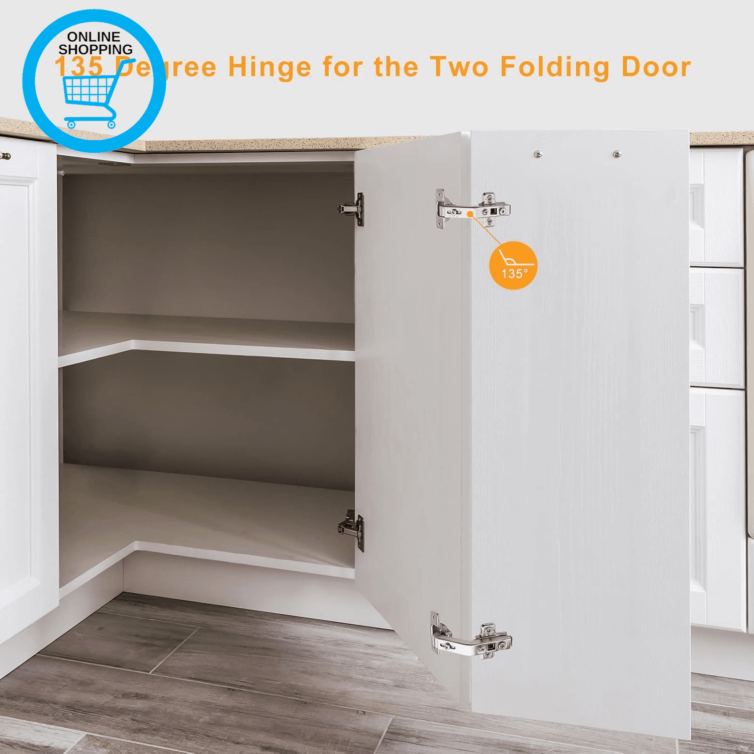 2 Pack 1 Pairs 135° Lazy Susan Hinge| Full Overlay Concealed for Corner Kitchen view 2