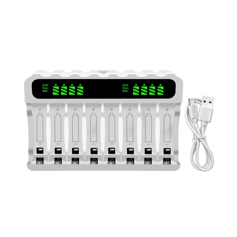 Professional Charging Dock Supporting NiMH 2A 3A Batteries 8-Bay Configuration