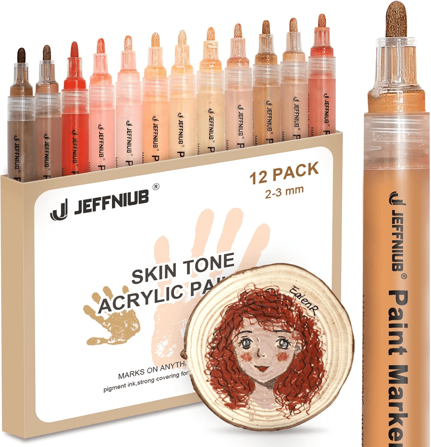 Acrylic Paint Pens Set of 12 Colors,Skin Tone Markers,Permanent Acrylic Marker P