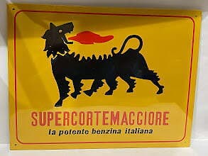 Plate 30x20 cm embossed metal sheet SUPERCORTEMAGGIORE benzina Reproduction