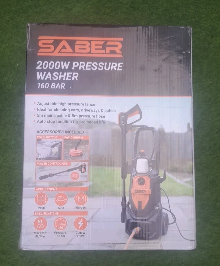 Saber Black and Orange Pressure Washer 160 Bar 2000W